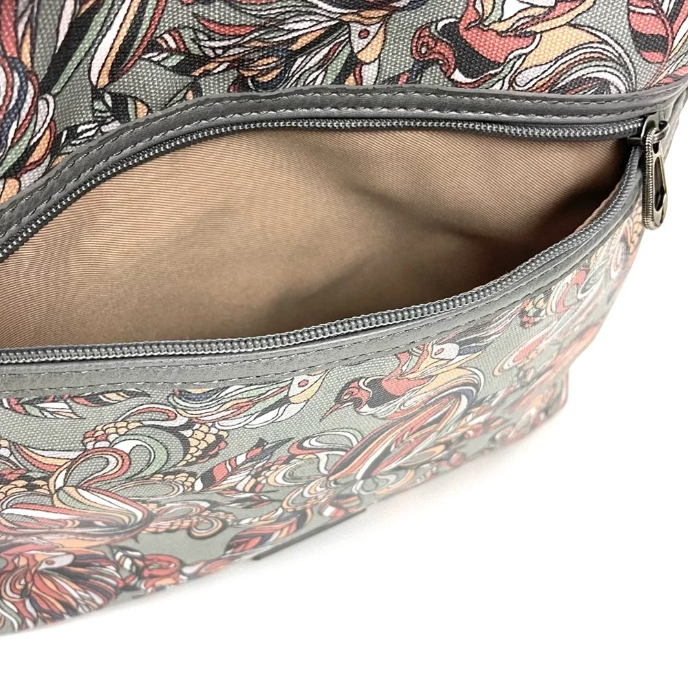 Sakroots Artist Circle Flat Crossbody Bag in Grey Treehouse